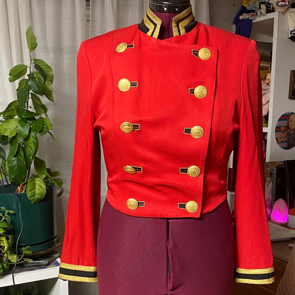High Point Military style Cropped Red Blazer Jacket Size 8